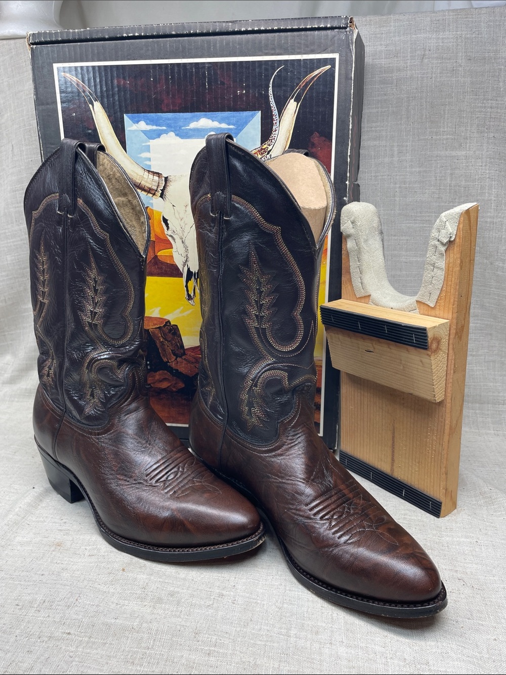 Abilene Western Cowboy Boots Size 9.5 EE Brown Leather Vintage